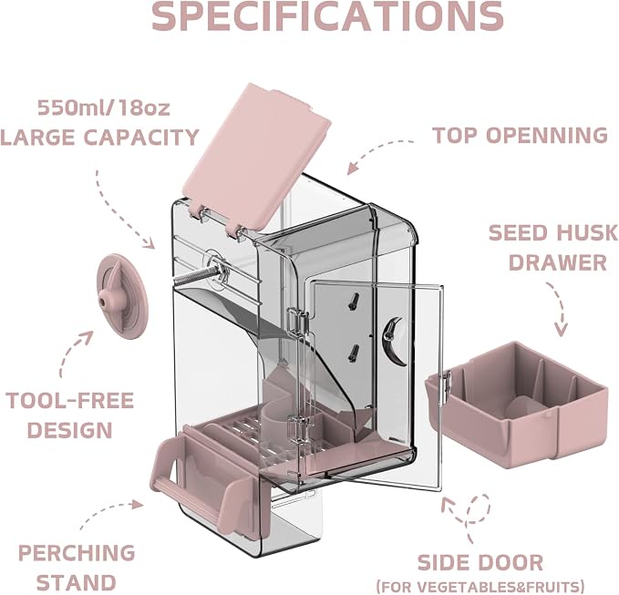 Automatic Bird Feeder, No Mess Bird Cage Feeder - Image 2
