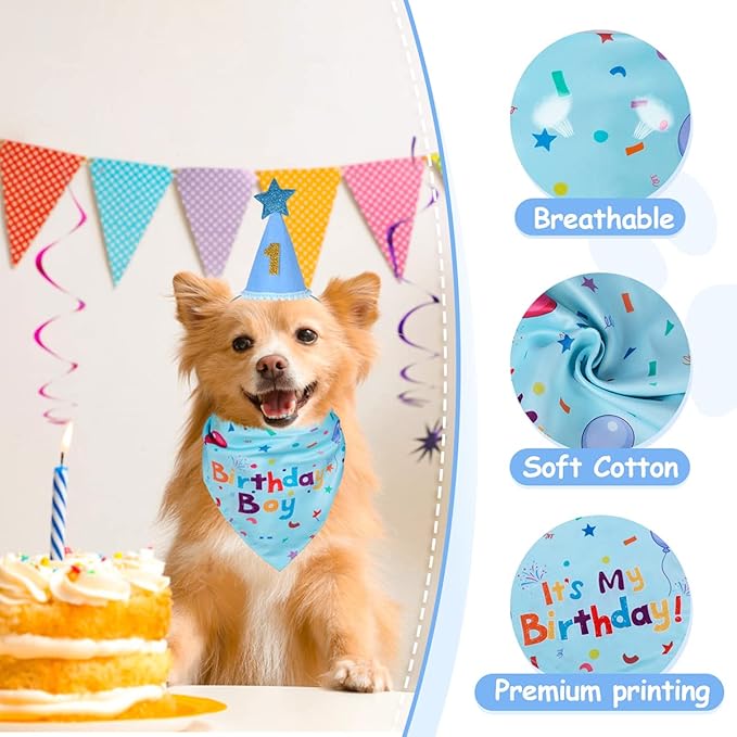 Dog Birthday Party Supplies, Dog Birthday Bandana Set, Dog Boy Girl Birthday - Image 3