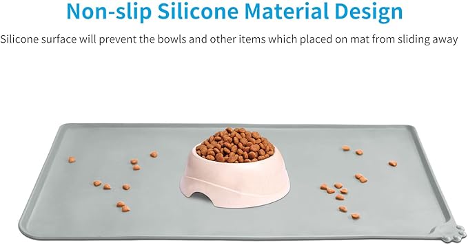 AUDWUD Silicone Waterproof Pet Feeding Mats, Anti Slip Bowl Pad, Dog Mat - Image 2