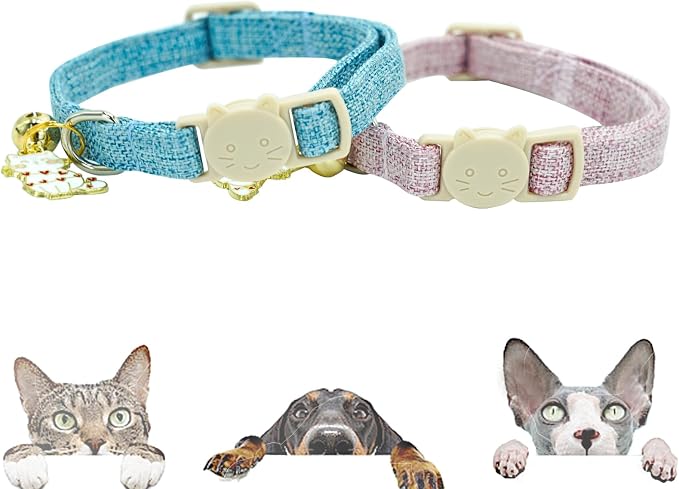 Elegant little tail 2 Pack Cat Collar- Pink&Blue Linnet Cat Collars Breakaway - Image 4