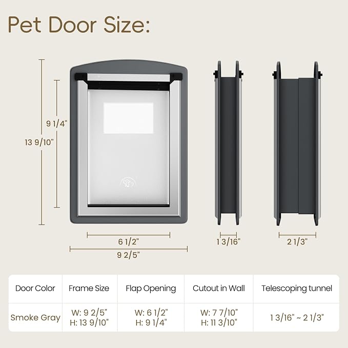 MAVRICFLEX Cat Door for Door, All-Stainless Steel Frame Cat Door - Image 3