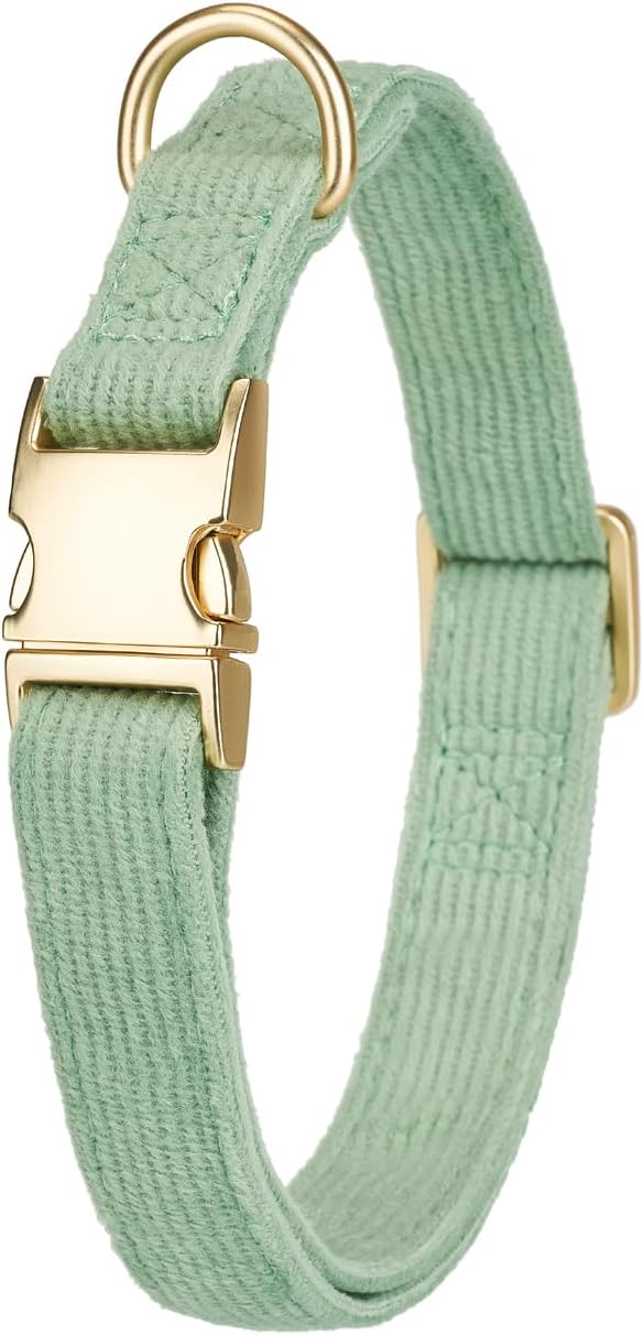 Soft Cotton Dog Collar with Metal Buckle Adjustable Heavy Duty Comfy Corduroy - Image 4
