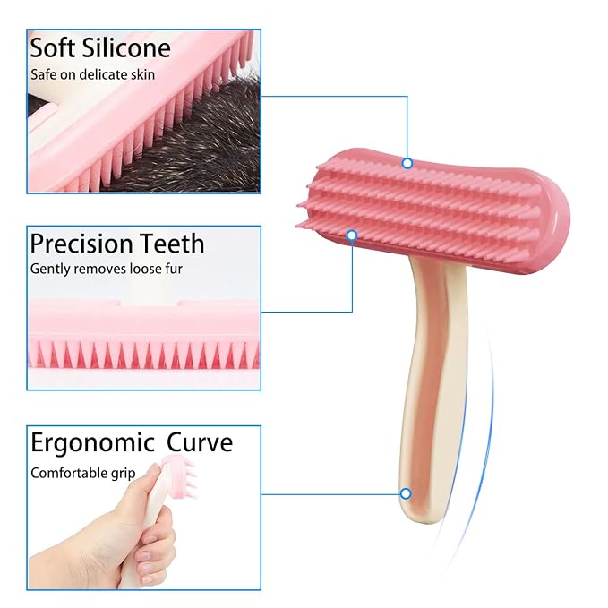 2 Pack Bunny and Chinchilla Grooming Brush – Soft Silicone De-Shedding Bath & - Image 3