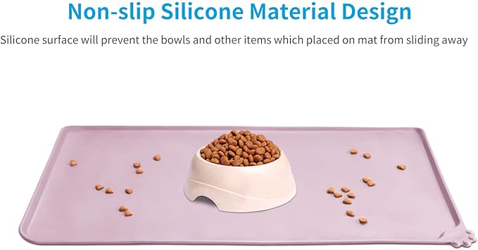 AUDWUD Silicone Waterproof Pet Feeding Mats, Anti Slip Bowl Pad, Dog Mat - Image 2