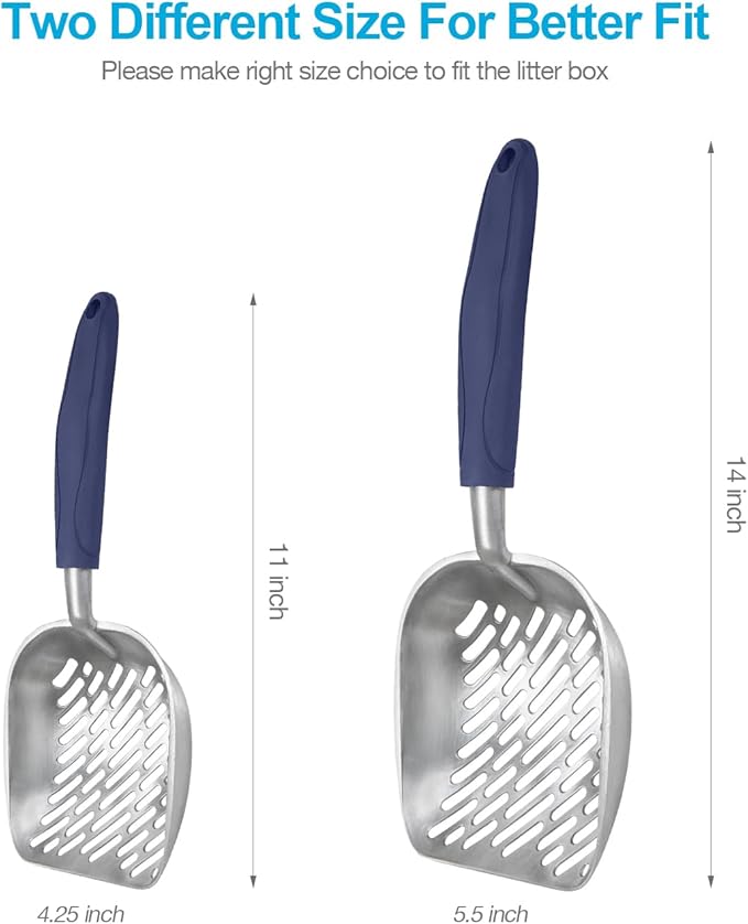 WePet Cat Litter Scoop, Aluminum Alloy Sifter, Kitty Metal Scooper, Deep Shovel - Image 2