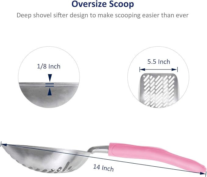 WePet Cat Litter Scoop, Aluminum Alloy Sifter, Kitty Metal Scooper, Deep Shovel - Image 2
