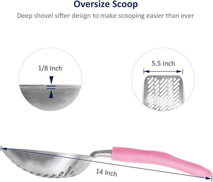 WePet Cat Litter Scoop, Aluminum Alloy Sifter, Kitty Metal Scooper, Deep Shovel - Image 2