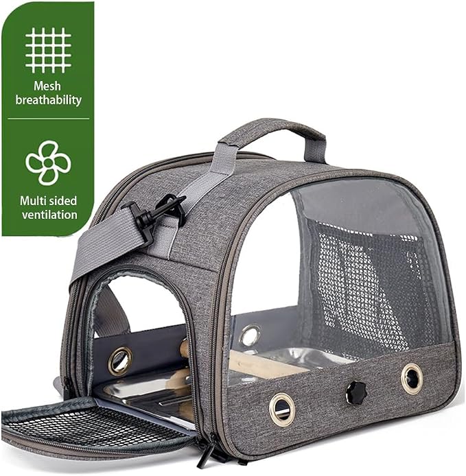 Bird Travel Carrier with Stainless Steel Tray, Lightweight Breathable Parrot - Image 4