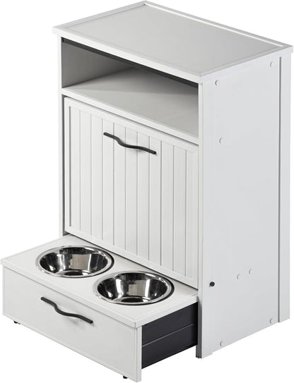 New Age Pet ECOFLEX Brea Dog Food Pantry in Antique White, Two 32 oz Bowls - Image 5