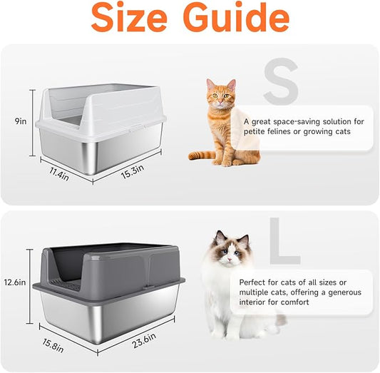 Stainless Steel Cat Litter Box, Odor Free Metal Litter Box - Image 2