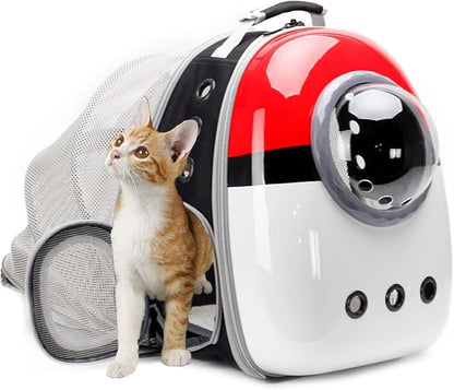 Back Expandable Cat Backpack Carrier, Fit up to 12 lbs, Hard Shell Bubble Dome by halinfer