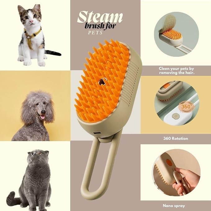 3-in-1 Steam Pet Brush for Cats & Dogs – Self-Cleaning Grooming Comb - Image 6