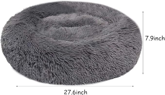 BODISEINT Faux Fur Dog Bed Cat Bed, Shag Round Anti-Anxiety Pet Calming Bed - Image 5