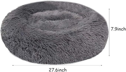 BODISEINT Faux Fur Dog Bed Cat Bed, Shag Round Anti-Anxiety Pet Calming Bed - Image 5