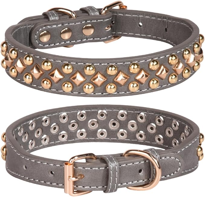 Spiked Dog Collar Soft Pu Leather Mushrooms Rivet Spike Studded Puppy by Unknown