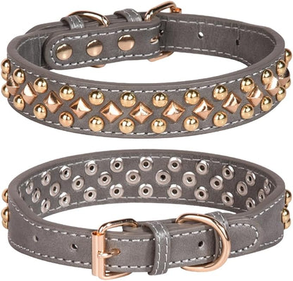 Spiked Dog Collar Soft Pu Leather Mushrooms Rivet Spike Studded Puppy by Unknown