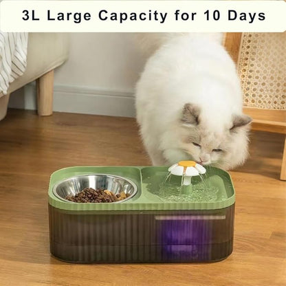 Marchul Cat Water Fountain and Stainless Steel Food Bowl, 100oz/3L Super Quiet - Image 3