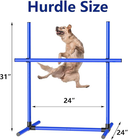 6 Weave Poles & 2 Hurdle Dog Agility Set, Indoor & Outdoor Training Equipment - Image 6