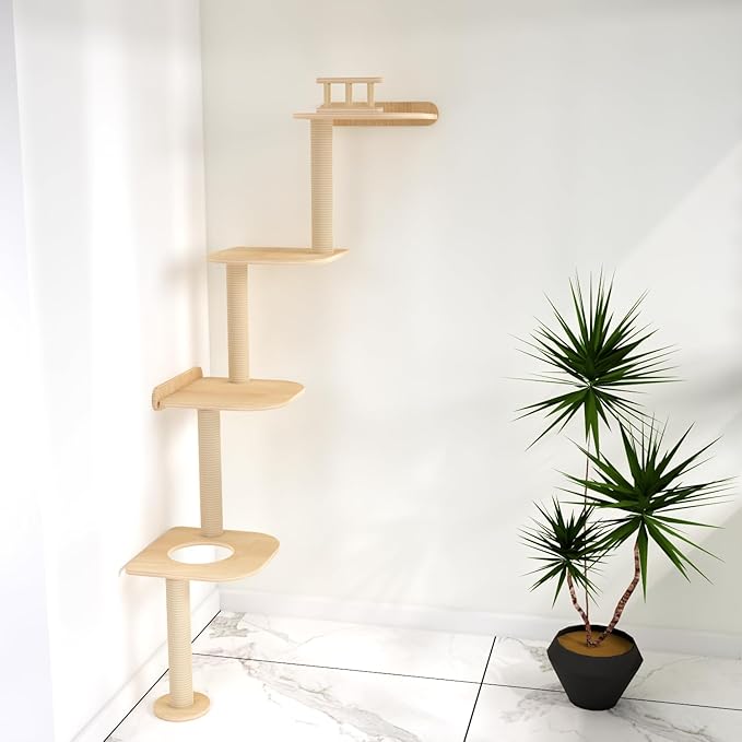 Wall-Mounted Tall Cat Tree Cat Scratching Post, Space Saving Floor to Ceiling - Image 2