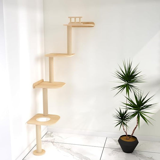 Wall-Mounted Tall Cat Tree Cat Scratching Post, Space Saving Floor to Ceiling by Unknown