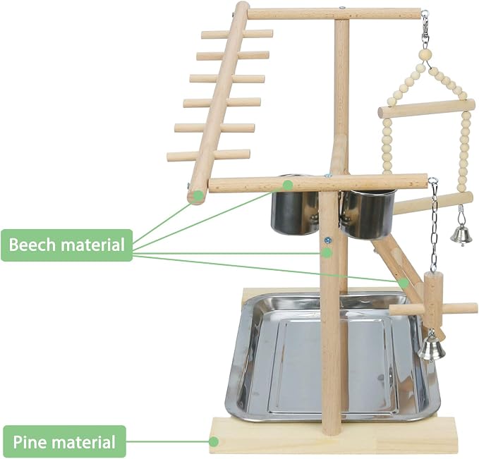 Parrot Playstand Bird Playground Birdcage Wood Perch Stand Ladder Swing - Image 6