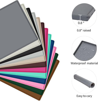 Dog Food Mat, Silicone Waterproof Food Tray, Non Slip Pet Bowl Mats Placemat - Image 2