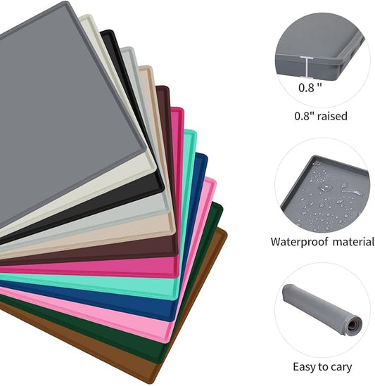 Dog Food Mat, Silicone Waterproof Food Tray, Non Slip Pet Bowl Mats Placemat - Image 2
