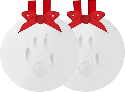 Pearhead Pawprints 2-Pack Christmas Ornament, DIY No Mess Pet Paw Print Holiday by Pearhead