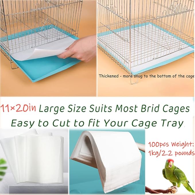 Firdnyohs 100PCS Bird Cage Liner Papers, Disposable Cage Paper Liners Precut - Image 4
