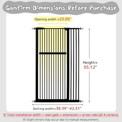 Lumizone Extra Tall Pet Gate 55.12" High Pressure Mounted 38.39"-42.51" Extra - Image 2