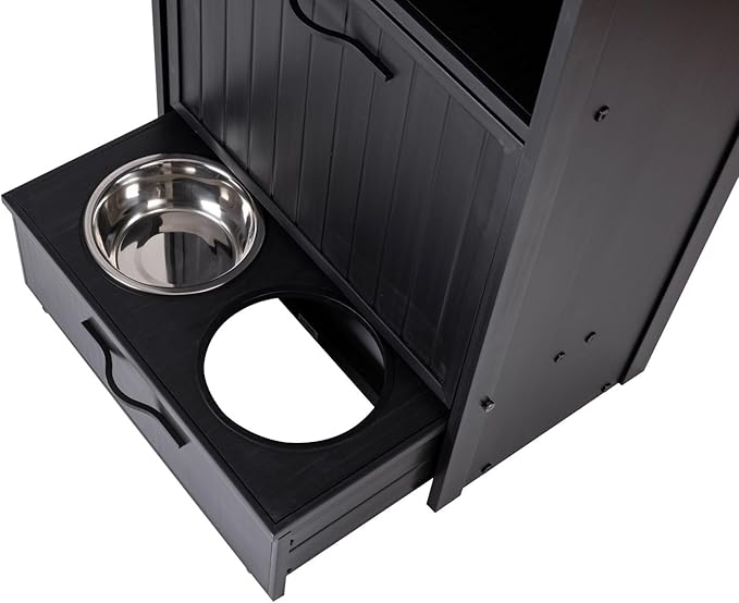 New Age Pet ECOFLEX Brea Dog Food Pantry in Black, Two 32 oz Bowls, Moisture - Image 8