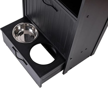 New Age Pet ECOFLEX Brea Dog Food Pantry in Black, Two 32 oz Bowls, Moisture - Image 8