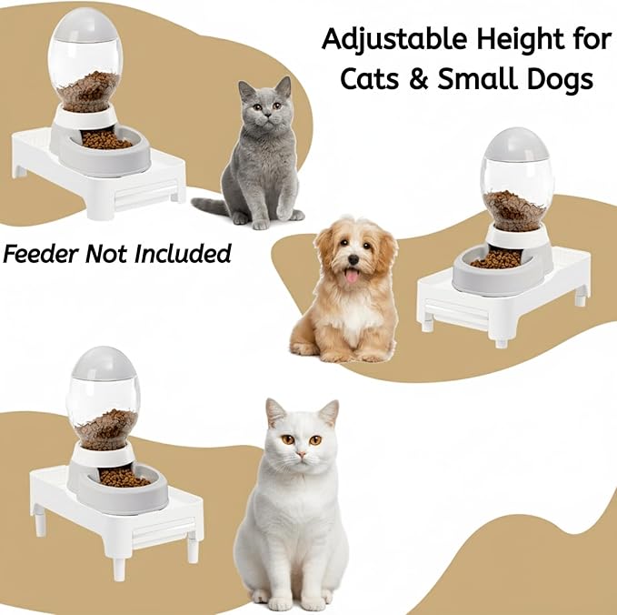 YOUEON Raised Pet Feeder Stand for Cats and Dogs Neck Health, Adjustable Height - Image 3
