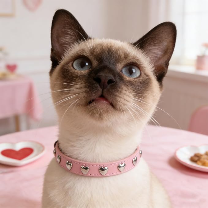 EXPAWLORER Leather Cat Collar for Girl Boy Valentine's Day - Image 8