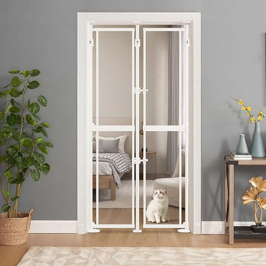 unipaws Transparent Clear Cat Safety Gate, Auto Closing and No Drilling Plus by unipaws