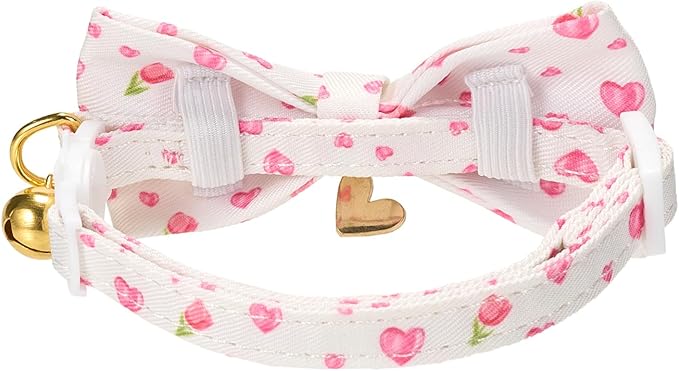 2 Pack Cat Collars, Removable Bowtie, Floral Pattern, Safety Breakaway Clasp - Image 6