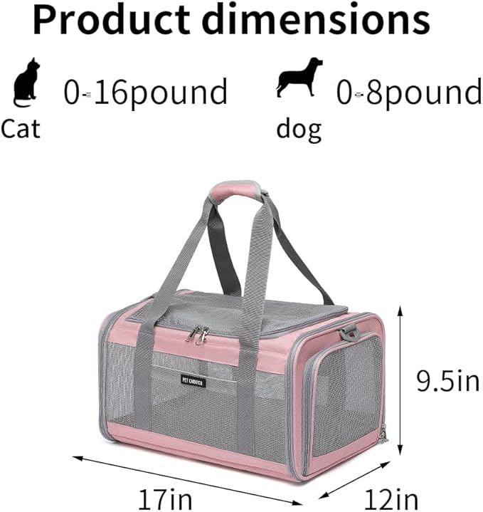 Airline Approved Pet Carrier for Cats and Small Dogs, Breathable and - Image 2
