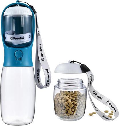 Dog Water Bottle with Food Container, Travel Puppy Water Bowl, Portable Pet by Cibaabo