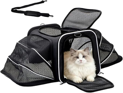 Double Expandable Cat Carrier, Airline Approved Soft-Sided Pet Travel Carrier by Srinlon
