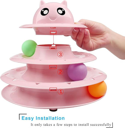 UPSKY Cat Toy Roller 3-Level Turntable Cat Toy Balls - Image 3
