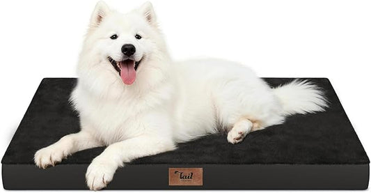 Large Comfy Washable Dog Bed, Orthopedic Egg Crate Foam Dog Crate Mat by TailStories