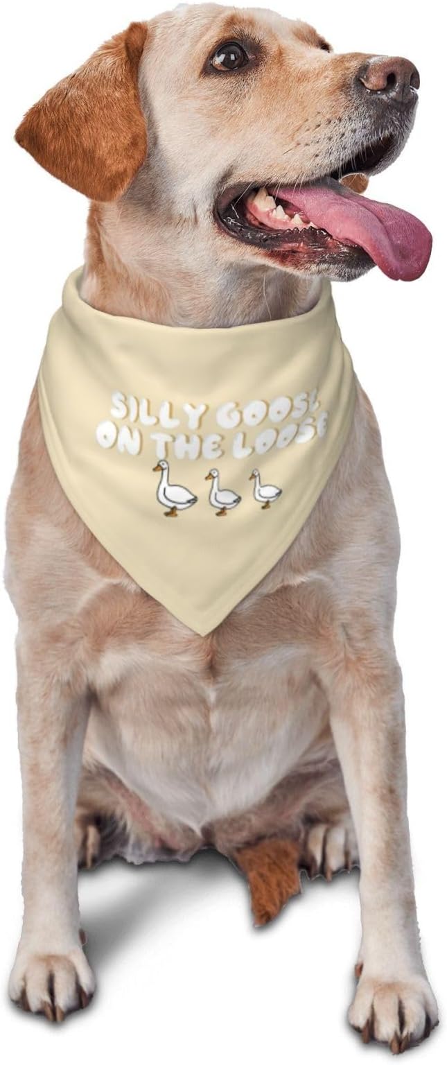 Silly Goose on The Loose Triangle Dog Bandana, Summer Bandana Funny Triangle by vercosee