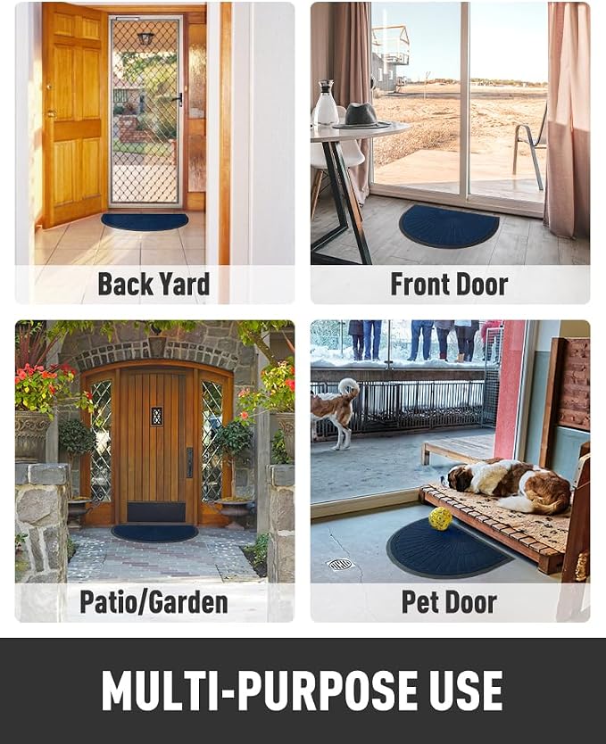 tchdio Door Mat Outdoor Indoor Entrance Doormat-Semicircular Durable Rubber Non - Image 7