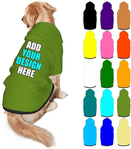 Custom Dog Hoodie Personalized Photo Text Logo Name Dog Clothes, Soft & Warm by Mynvzrk