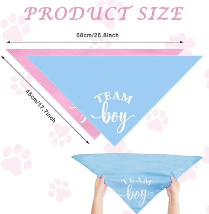 Whaline 2 Pack Gender Reveal Dog Bandana Team Boy Team Girl Triangle Pet Scarf - Image 2