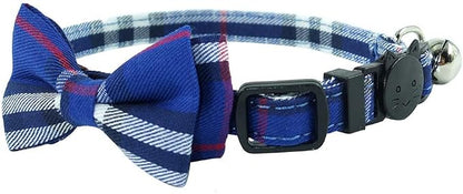 Cat Collar Breakaway with Bell and Bow Tie, Plaid Design Adjustable Safety - Image 4