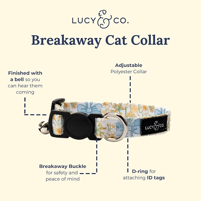 Lucy & Co. Sunshine and Daffodils Breakaway Cat Collar, Adjustable Safety - Image 2