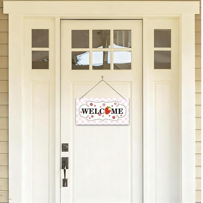 Welcome Sign for Front Door, Welcome Decor Wooden Hanging Sign for Girl Room - Image 4
