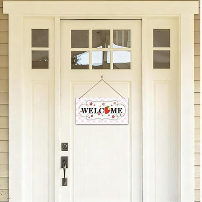 Welcome Sign for Front Door, Welcome Decor Wooden Hanging Sign for Girl Room - Image 4