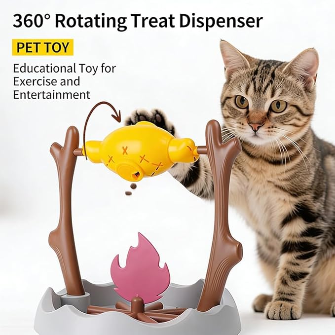 Cat BBQ Toy, Pets Dry Food Dispenser, Cats Slow Feeding Snack Bowl, Grilled - Image 3